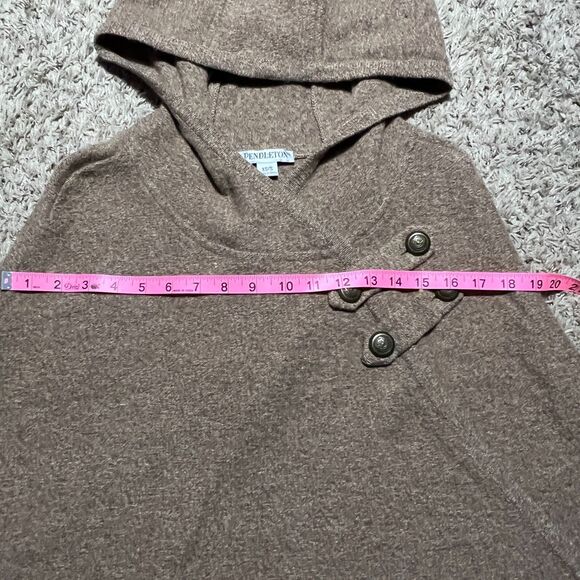 Pendleton 100% Lambs Wool Hooded Cape Shawl Camel Tan XS Small - Picture 10 of 10